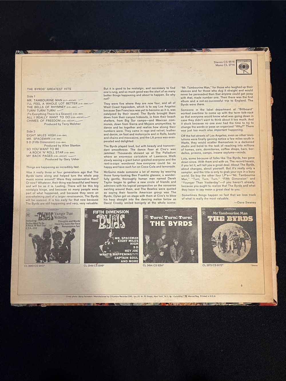 "The Byrds Greatest Hits" Vinyl Record - Picture 2 of 6